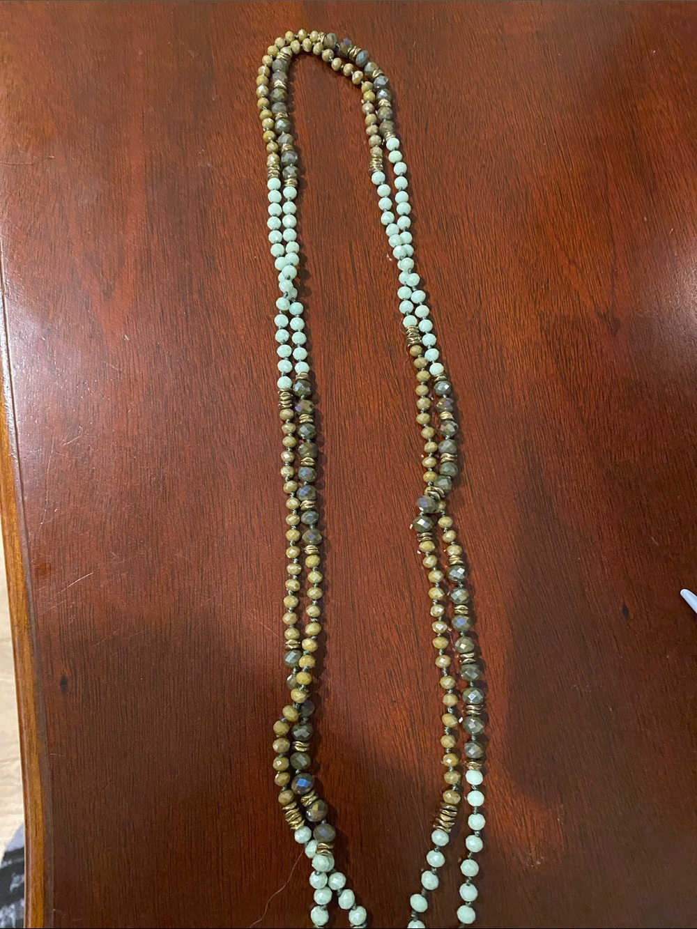 Multi-Strand Brown and Mint Beaded Necklace - Women Jewelry - Picture 5 of 5